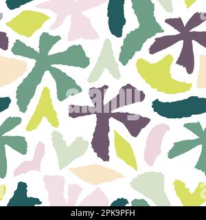 Seamless Repeat pattern contemporary hand drawn abstract texture fashion print in cool tones for fabric and wallpaper. Modern minimal abstract art Stock Vector