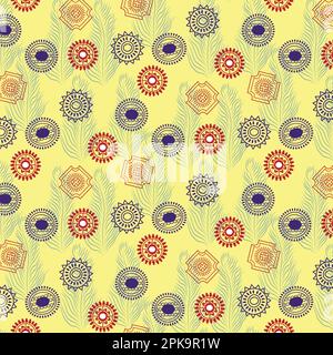 Ancient African tribal art seamless repeat pattern design. Trendy Ethnic cultural surface pattern symbols and icons Stock Vector