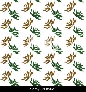 Floral seamless repeat pattern illustration simple green and brown leaves background Stock Vector