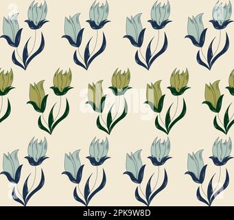 Floral seamless repeat pattern. Flower vector illustration. Beautiful surface pattern trendy minimal romantic textile fashion print. Feminine Elegant Stock Vector