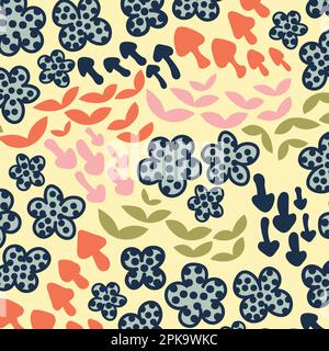 Abstract floral surface pattern design vector illustration. abstract organic hand drawn shapes seamless repeat pattern Stock Vector