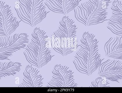 leaf line art banana leaves seamless repeat pattern design modern nature pattern vector illustration. leaves feather luxurious royal elegant fabric Stock Vector