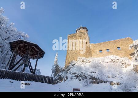Kaumberg, Araburg Castle, snow in Mostviertel region, Lower Austria, Austria Stock Photo