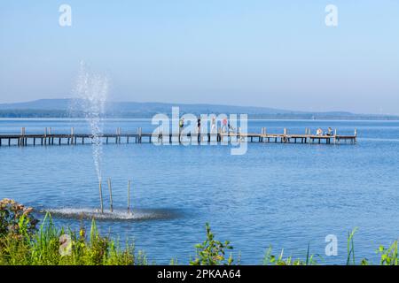 Fountain sculpture "Dancing Drops" by Heinz Müller, Sculpture Mile, Steinhuder Meer, Steinhude, Wunstorf, Lower Saxony, Germany, Europe Stock Photo