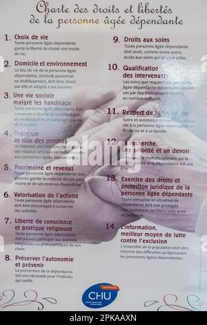 Charter of rights and freedoms of the dependent elderly person. Stock Photo