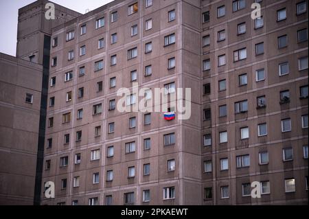 24.02.2023, Germany, , Berlin - Europe - On the anniversary of the start of the war by Russia in Ukraine, a peaceful demonstration with several thousa Stock Photo