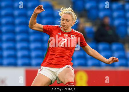 Ceri Holland of Wales  during the Women's International Friendly match Wales Women vs Northern Ireland women at Cardiff City Stadium, Cardiff, United Kingdom, 6th April 2023  (Photo by Craig Thomas/News Images) Stock Photo