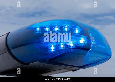 Police car, detail, blue light on squad car, symbol picture, police car in action, Wilhelmshaven, Lower Saxony, Germany Stock Photo