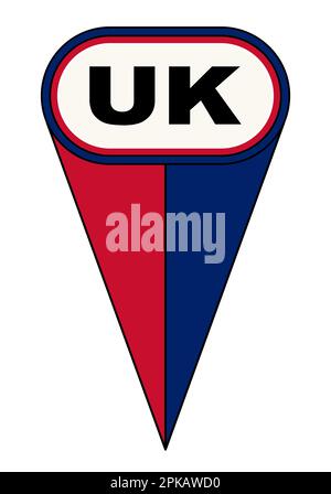 UK red white and blue oval map pointer pin icon location flag marker Stock Photo