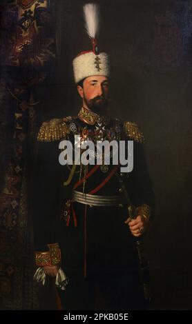 Portrait of Prince Alexander I of Bulgaria (1857-1893), 1881. Private ...