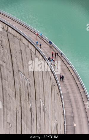 Impressing dam wall from the Mooserboden reservoir near Kaprung, Austrian Alps Stock Photo