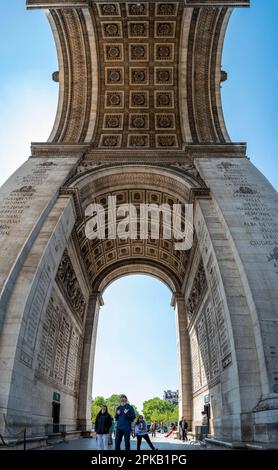 Iconic Arc de Triomphe in Summer in Paris, France Stock Photo