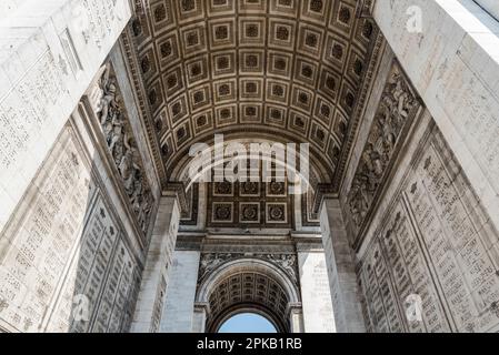 Iconic Arc de Triomphe in Summer in Paris, France Stock Photo