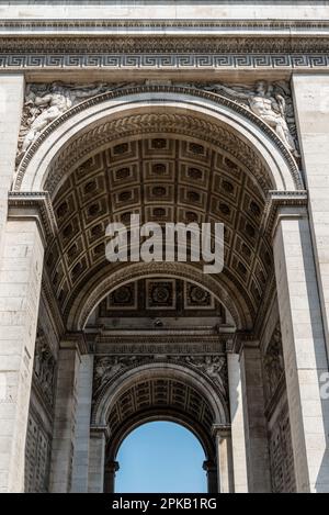 Iconic Arc de Triomphe in Summer in Paris, France Stock Photo