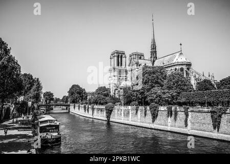Notre Dame Cathedral from the other Seine side, Paris, France Stock Photo