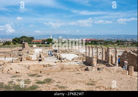 Paphos, Paphos District, Cyprus - March 23 , 2023 - Landscape view over the historical site of Nea paphos Stock Photo