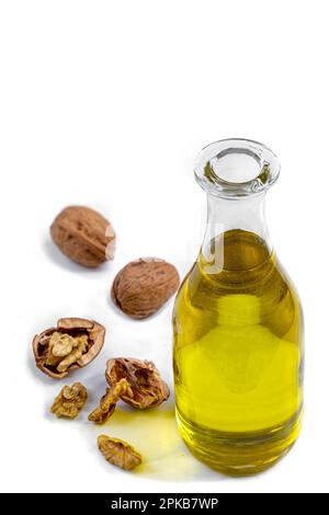 Bottle of walnut oil. Stock Photo