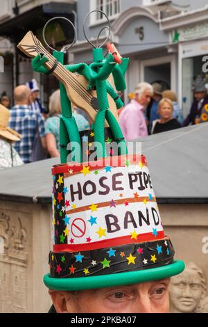 England, Dorset, Bridport, The Annual Bridport Hat Festival, Colourful Hats Stock Photo