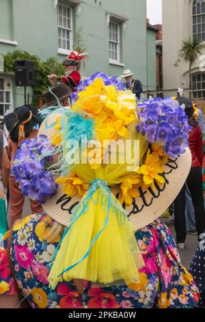 England, Dorset, Bridport, The Annual Bridport Hat Festival, Colourful Hats Stock Photo