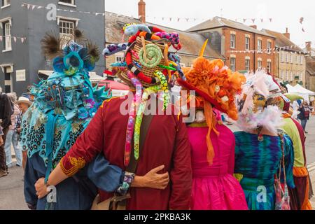 England, Dorset, Bridport, The Annual Bridport Hat Festival, Colourful Hats Stock Photo