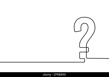 Question mark continuous one line. Hand drawn black quastion mark isolated on white background. Questionmark who, why? Hands drawing graphic element Stock Vector