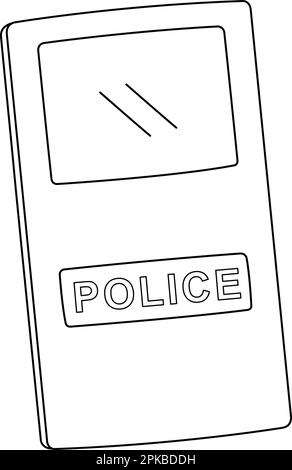 Police Riot Shield Isolated Coloring Page for Kids Stock Vector
