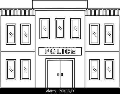 Police Station Isolated Coloring Page for Kids 12902481 Vector Art at  Vecteezy