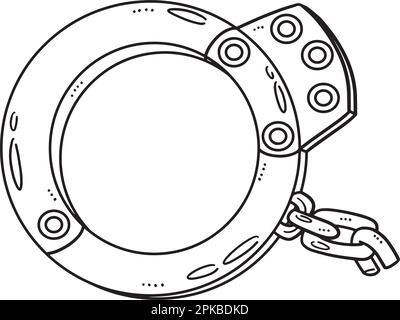 Handcuff Isolated Coloring Page for Kids Stock Vector