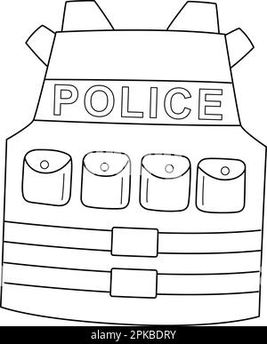Police Bulletproof Isolated Coloring Page for Kids Stock Vector