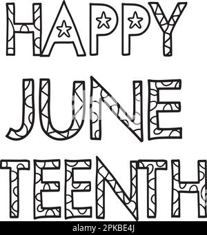 Happy Juneteenth Isolated Coloring Page for Kids Stock Vector