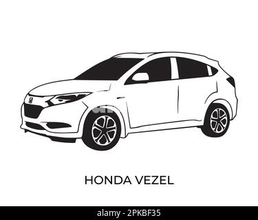 Vector silhouettes, icons of Honda brand cars Stock Vector