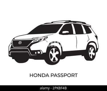 Vector silhouettes, icons of Honda brand cars Stock Vector