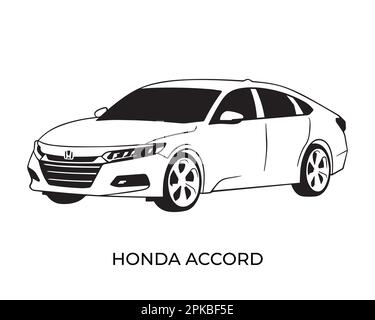 Vector silhouettes, icons of Honda brand cars Stock Vector