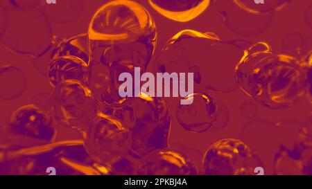 orange and pink limpid crystalline spheres backdrop - abstract 3D rendering Stock Photo