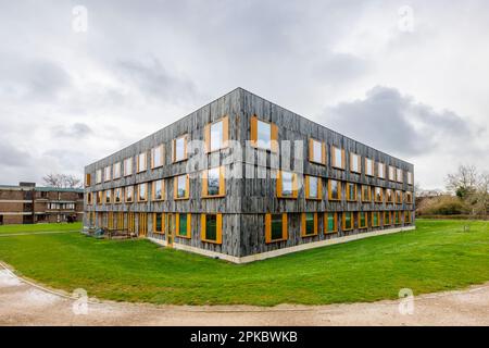 Cowan Court in the Moller Institute in the grounds of Churchill College, part of the University of Cambridge, east England Stock Photo