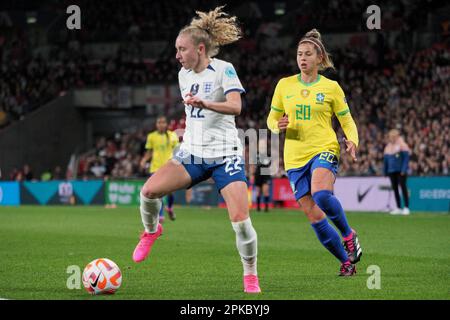 London, England, April 6th 2023: Katie Robinson (22 England) on the ball during the Womens Finalissima 2023 football match between England (UEFA Womens European champion) and Brazil (CONMEBOL Womens South American champion) at Wembley Stadium, London, England (Natalie Mincher/SPP) Credit: SPP Sport Press Photo. /Alamy Live News Stock Photo