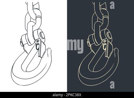 Stylized vector illustration of drawings of slip hook grade Stock Vector