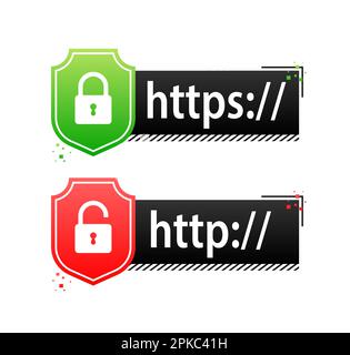 Http vs Https protocols. Understanding the Importance of Secure Web Connections Stock Vector