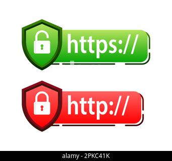 Http vs Https protocols. Understanding the Importance of Secure Web Connections Stock Vector