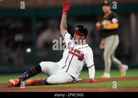 Phoenix, United States. 03rd June, 2023. Atlanta Braves left fielder Eddie  Rosario (8) triples during a MLB game against the Arizona Diamondbacks,  Saturday, Jun 3, 2023, at Chase Field in Phoenix, AZ.