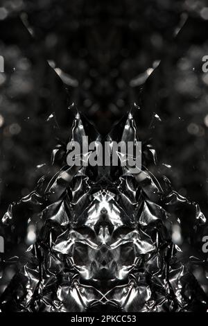 Aluminum foliage light effects design fire show party festive decorations abstract blurred background glowing texture shining pattern big size modern Stock Photo