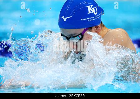 Tokyo, Japan. 7th Apr, 2023. Mei Ishihara Swimming : Japan Swimming Championships (JAPAN SWIM 2023) Women's 200m Breaststroke Heat at the Tokyo Aquatics Centre in Tokyo, Japan . Credit: Naoki Nishimura/AFLO SPORT/Alamy Live News Stock Photo