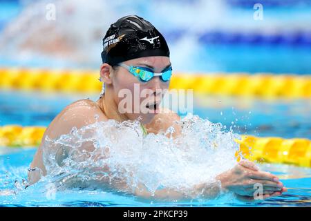 Tokyo, Japan. 7th Apr, 2023. Reona Aoki Swimming : Japan Swimming Championships (JAPAN SWIM 2023) Women's 200m Breaststroke Heat at the Tokyo Aquatics Centre in Tokyo, Japan . Credit: Naoki Nishimura/AFLO SPORT/Alamy Live News Stock Photo