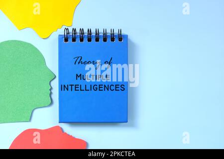 Theory of multiple intelligences concept. Word written on blue notepad with human head profile silhouette. Stock Photo