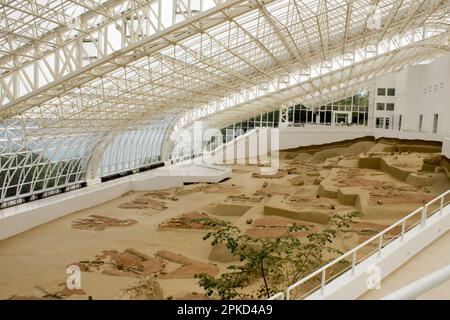 Lepenski Vir, Middle and Neolithic archaeological site, Majdanpek municipality, Iron Gate, Danube, Sarbia Stock Photo