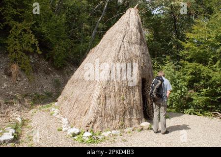 Lepenski Vir, Middle and Neolithic archaeological site, Majdanpek municipality, Iron Gate, Danube, Sarbia Stock Photo