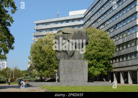 Monument, Karl Marx, Street of Nations, Chemnitz, Saxony, Germany Stock Photo