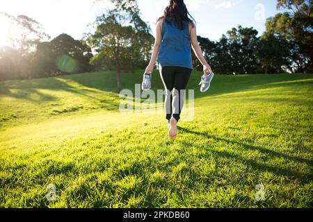 A man Runner of Trail and athlete's feet wearing sports shoes for trail  running in the forest 5247292 Stock Photo at Vecteezy