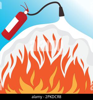 Premium Vector  Extinguishes fire, red fire extinguisher flame protection.  flame protection, flame fighting concept vector illustration. extinguish  fire process