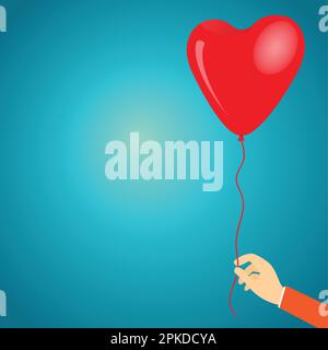 Hand holding a heart shaped balloon Stock Vector